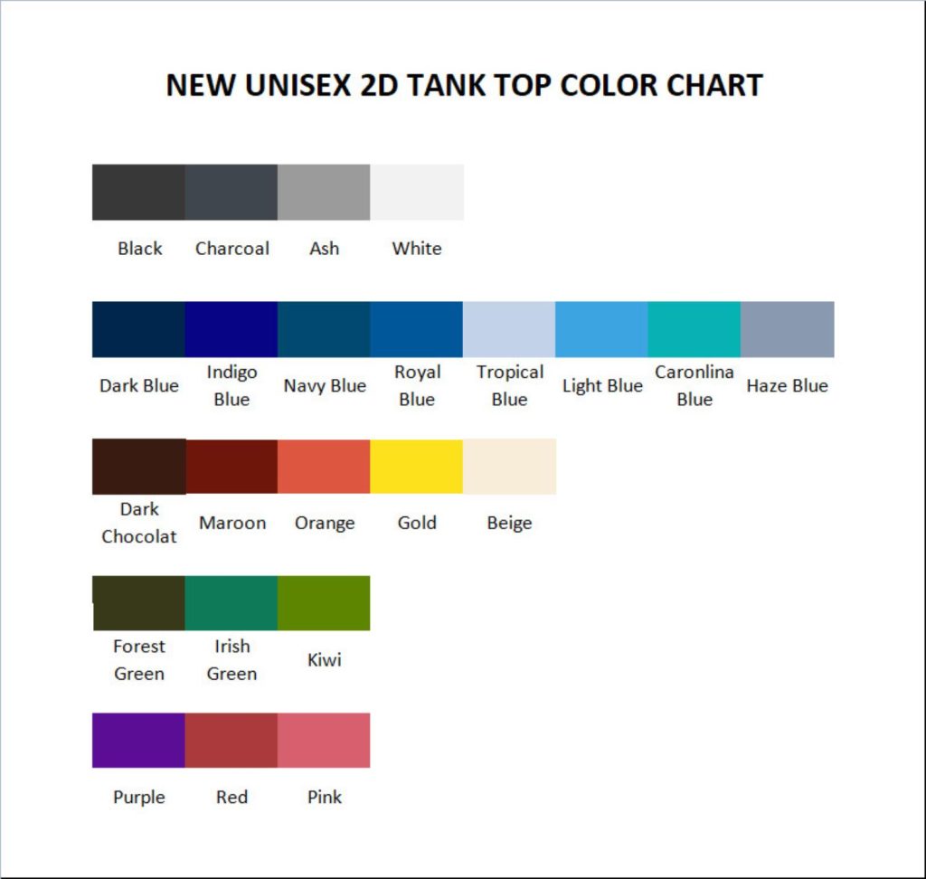 tank top color chart - Arknights Shop